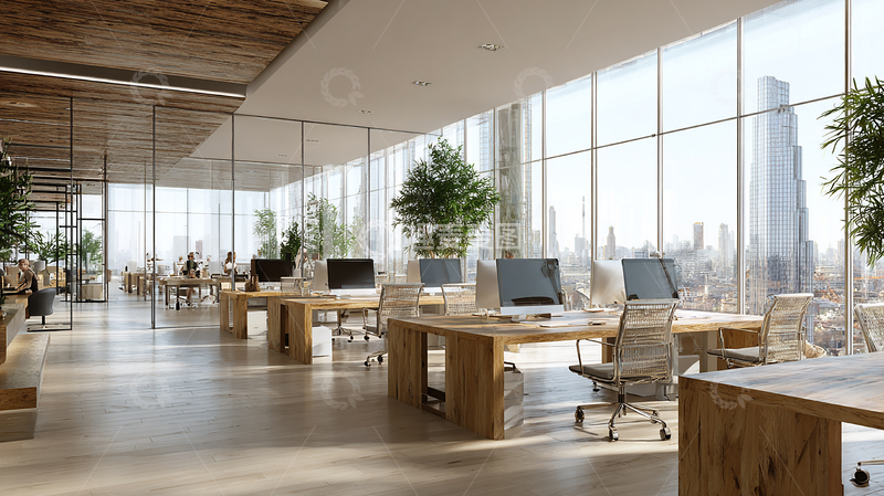 高清大图下载【趣麦麦图】明亮宽敞的现代办公空间