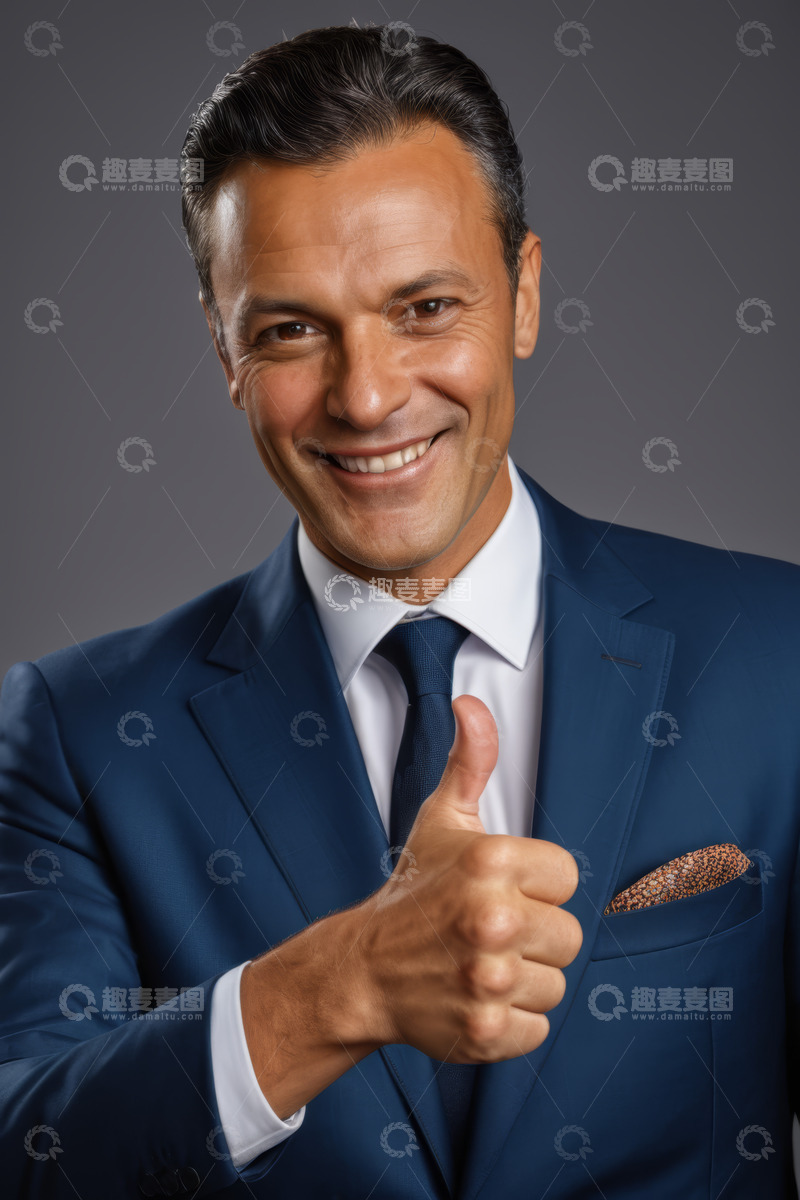 高清大图下载【趣麦麦图】西装男士竖大拇指正面照