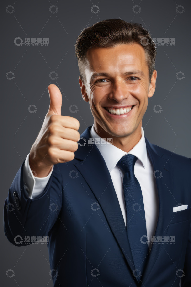 高清大图下载【趣麦麦图】穿西装男人竖大拇指