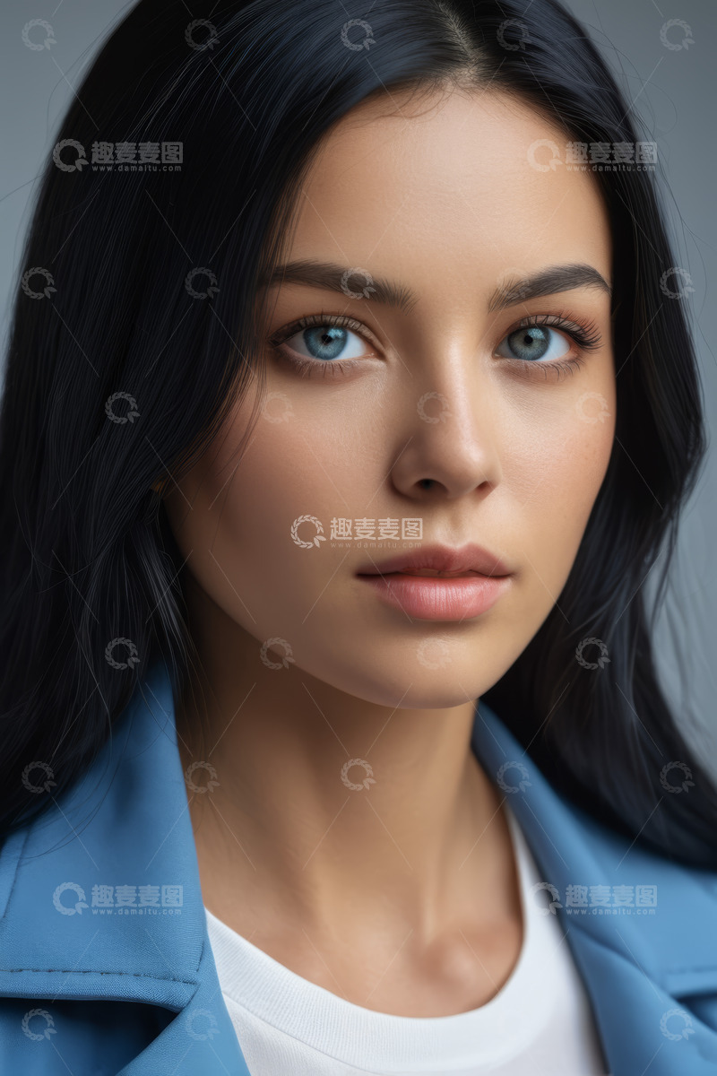 高清大图下载【趣麦麦图】年轻女子面部特写肖像