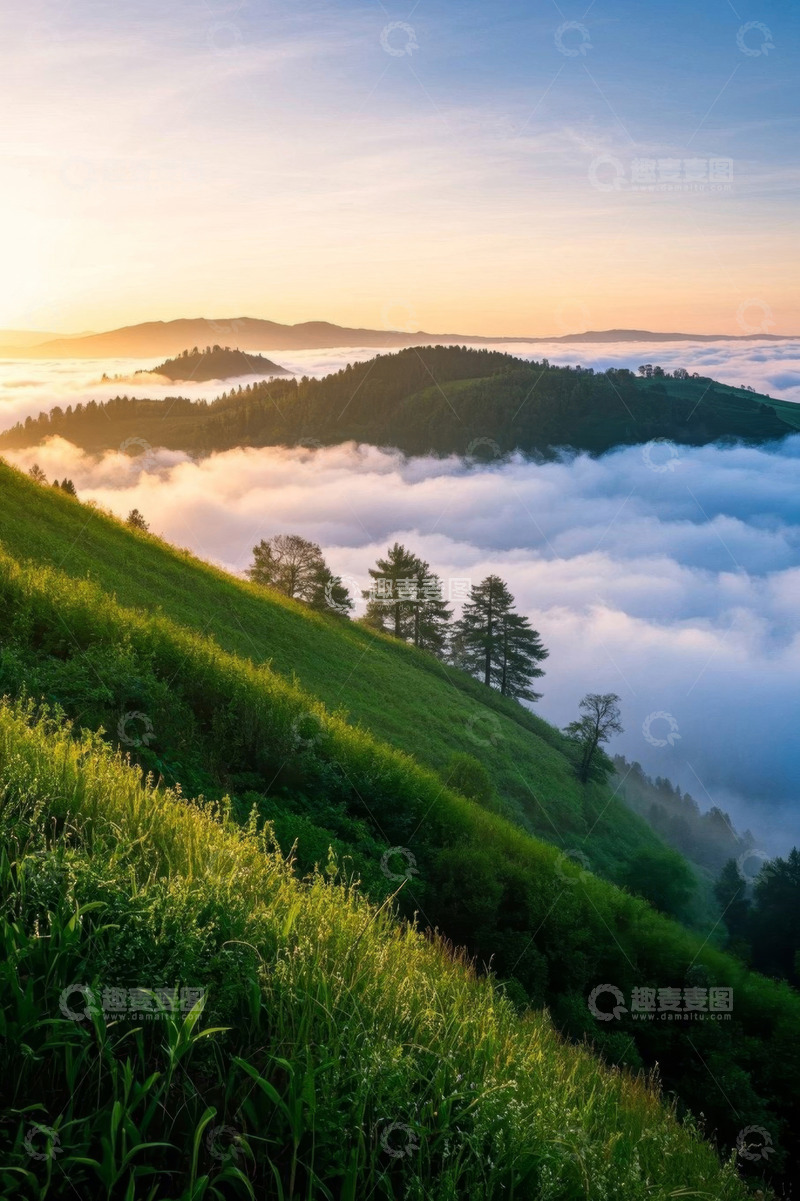 高清大图下载【趣麦麦图】山间云海日出自然风光