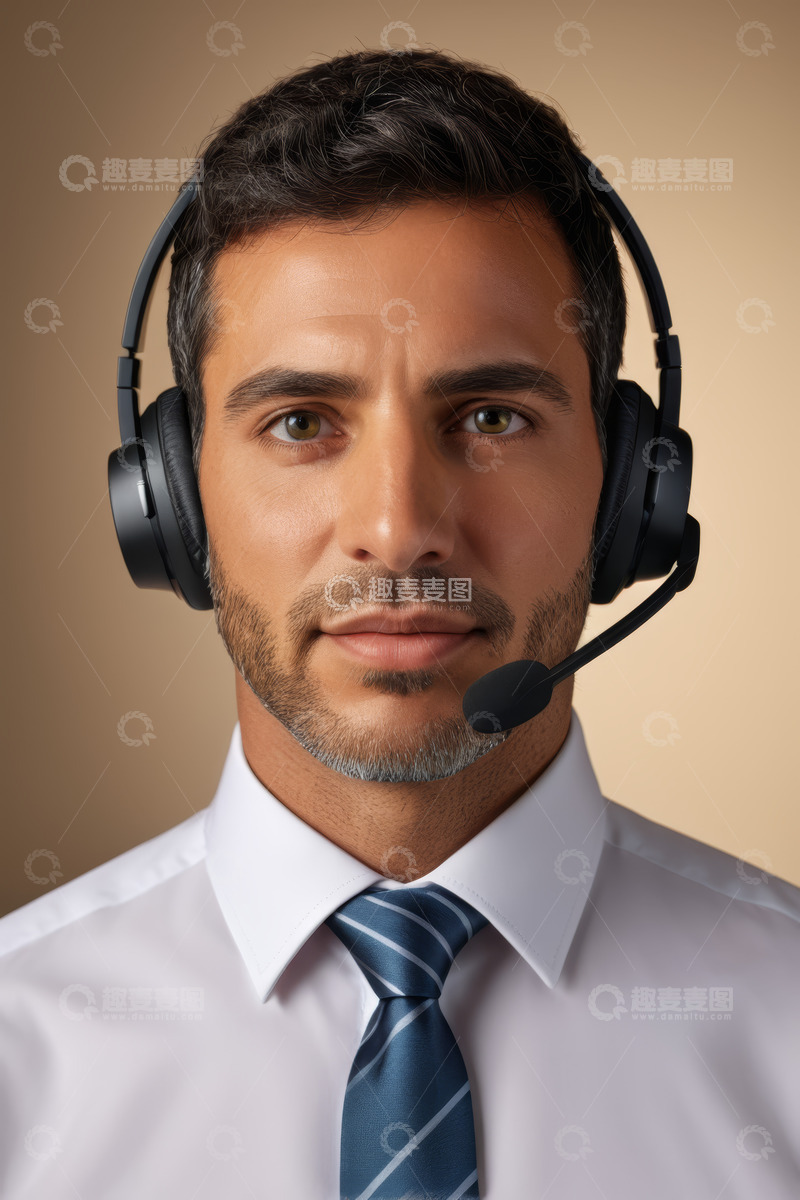 高清大图下载【趣麦麦图】戴耳麦的商务男士正面像