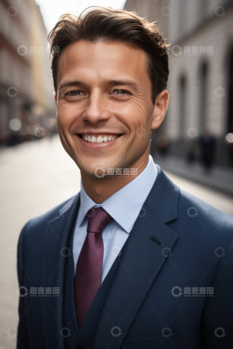 高清大图下载【趣麦麦图】户外微笑的商务男士肖像