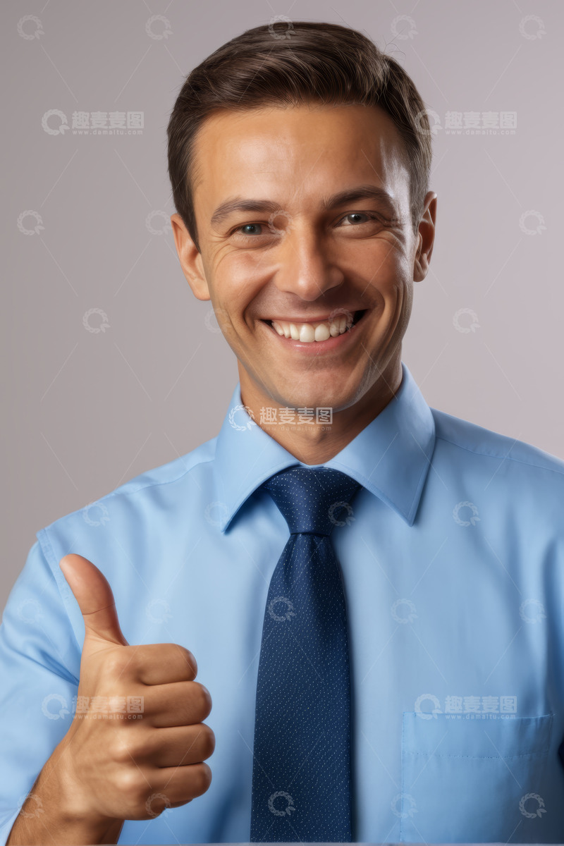 高清大图下载【趣麦麦图】商务男士微笑竖大拇指特写