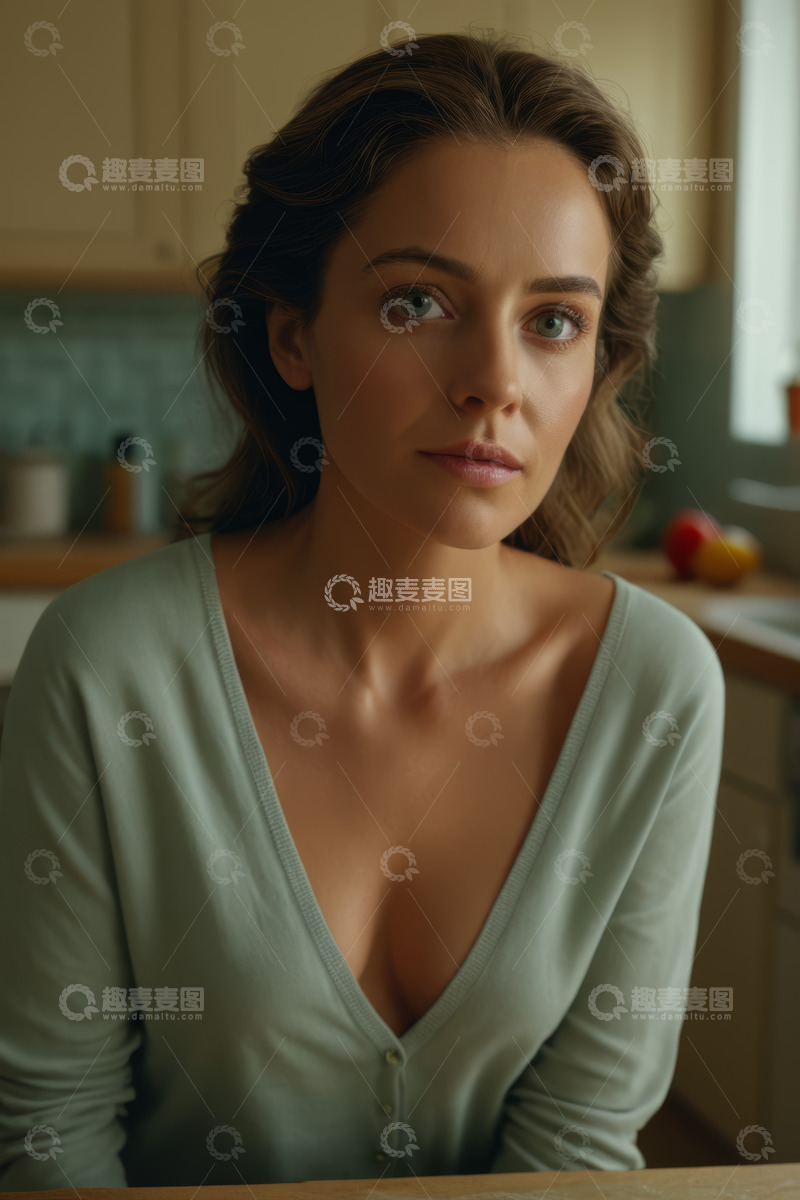 高清大图下载【趣麦麦图】厨房中女性人物肖像