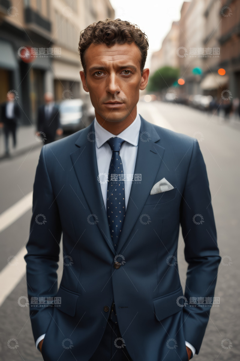 高清大图下载【趣麦麦图】街道上穿着西装的商务男士