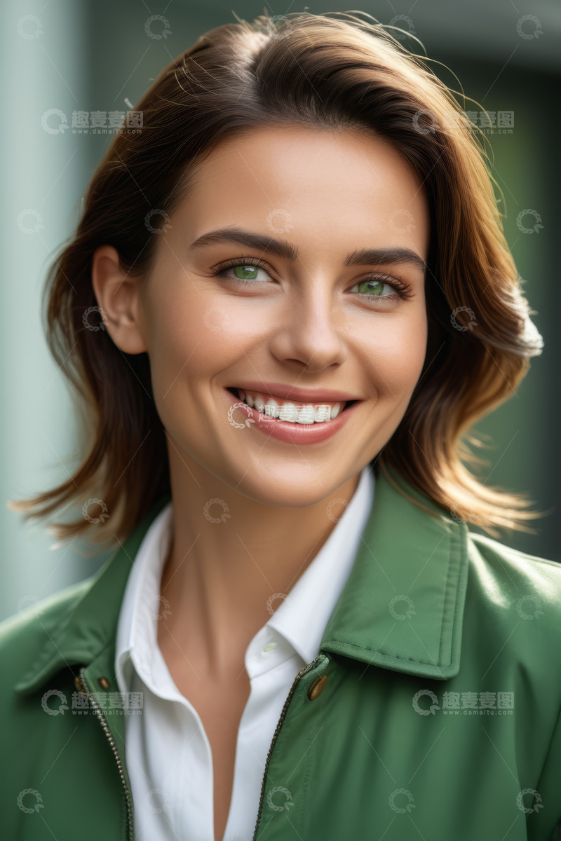 高清大图下载【趣麦麦图】微笑女子半身肖像