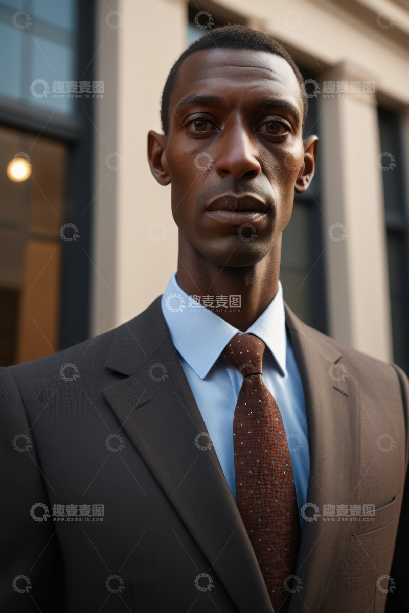 高清大图下载【趣麦麦图】身着西装的非洲裔男子肖像