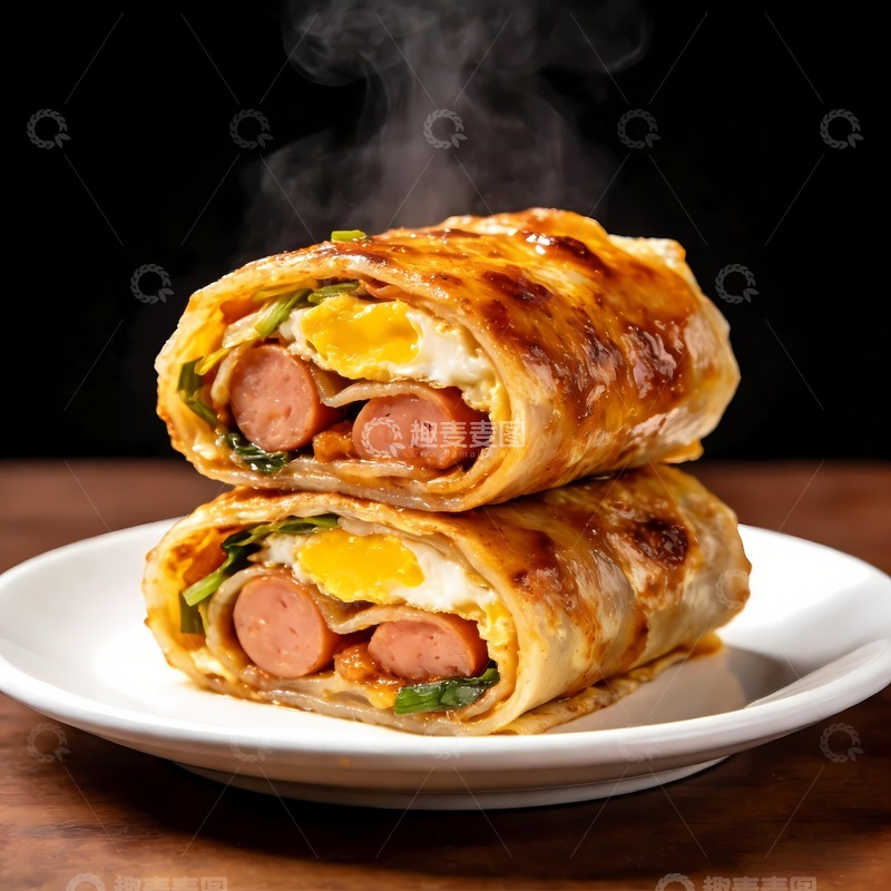 高清大图下载【趣麦麦图】两个冒热气的烤冷面