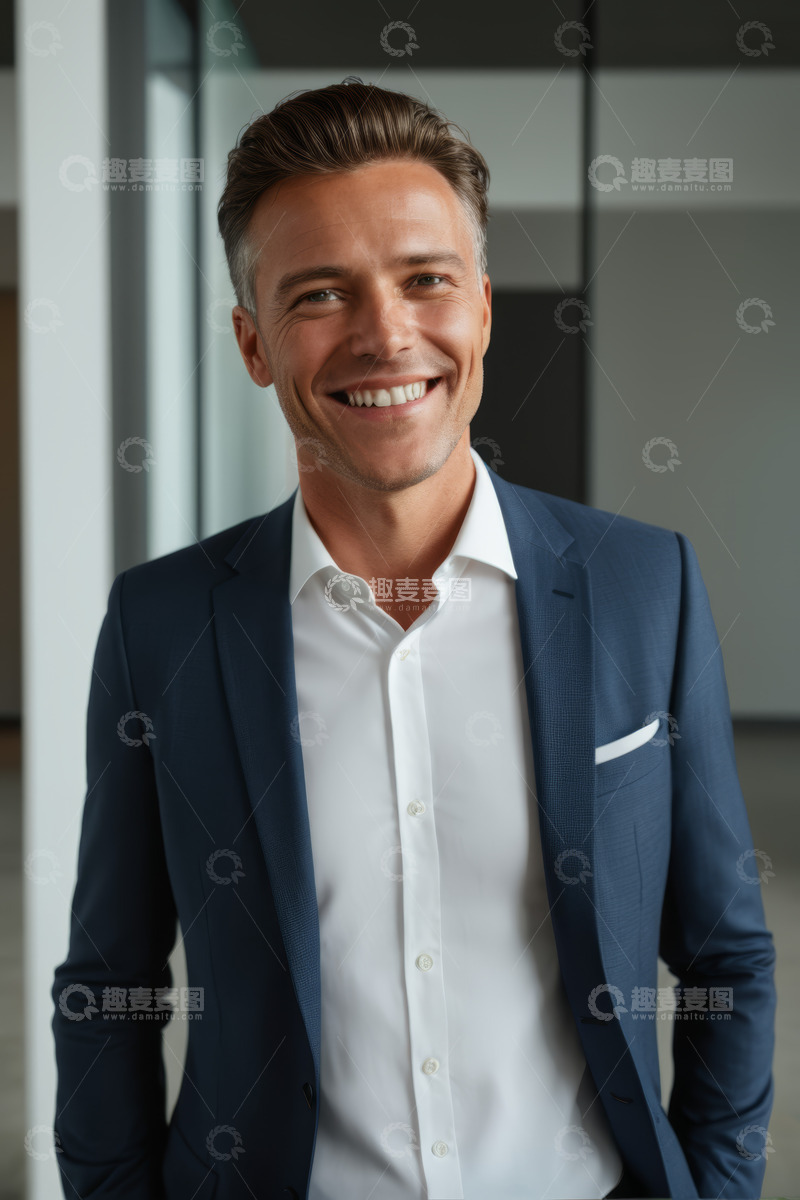 高清大图下载【趣麦麦图】穿着西装微笑的商务男士