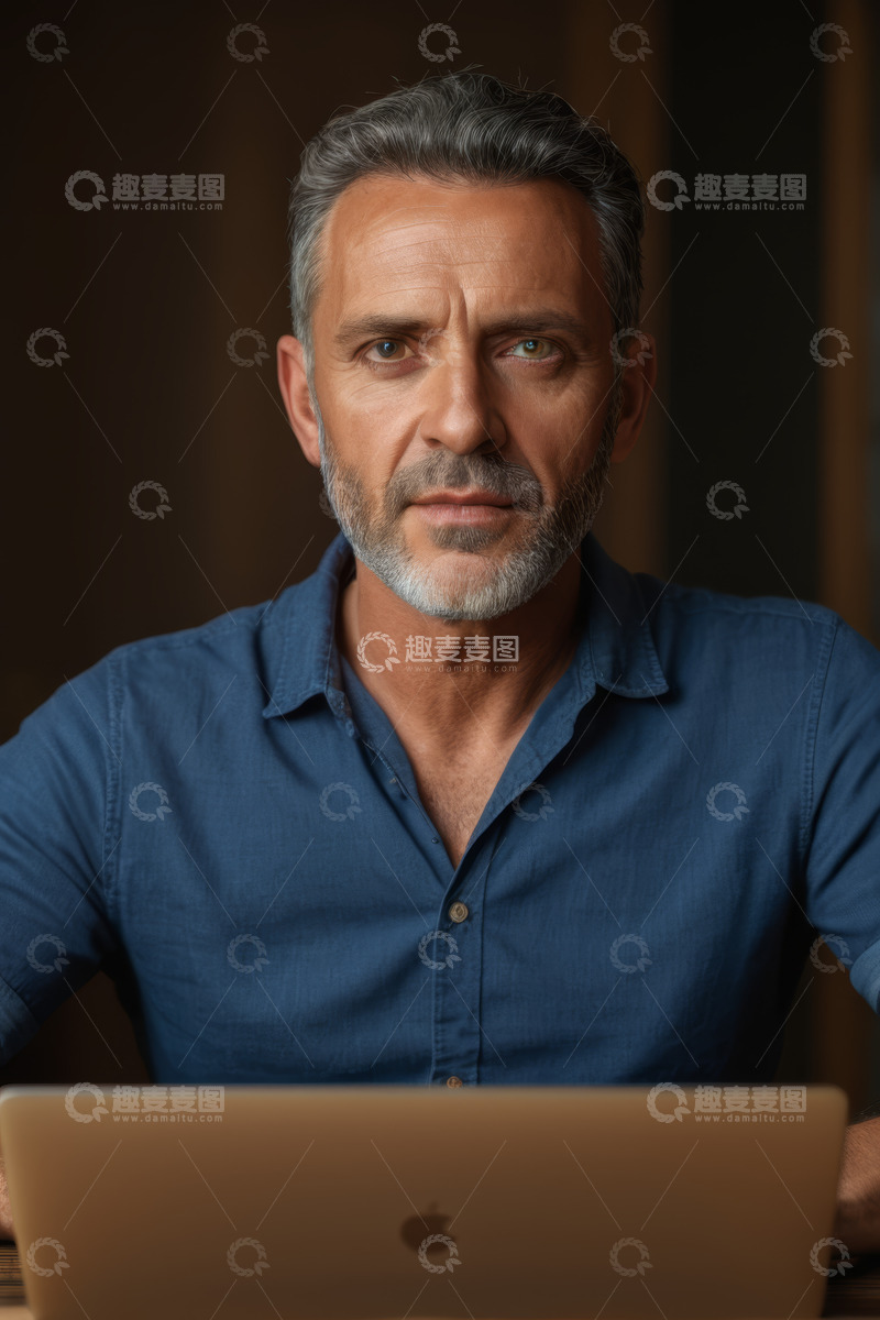 高清大图下载【趣麦麦图】成熟男人使用笔记本电脑