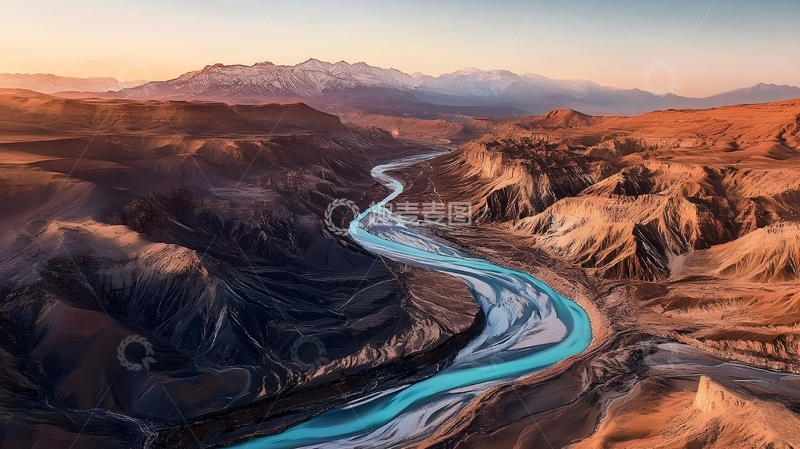 高清大图下载【趣麦麦图】壮丽河流蜿蜒山地风光