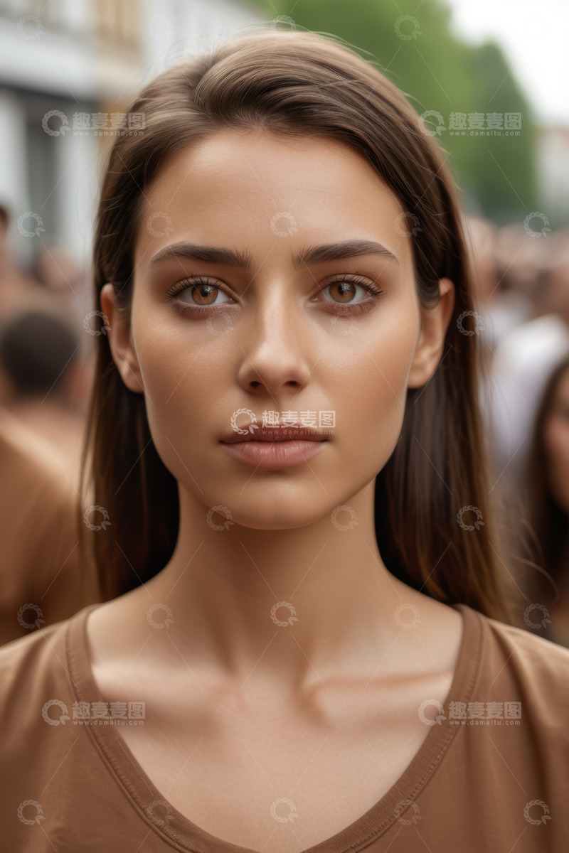 高清大图下载【趣麦麦图】户外年轻女子面部特写