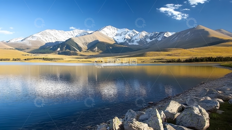 高清大图下载【趣麦麦图】雪山湖畔风光摄影