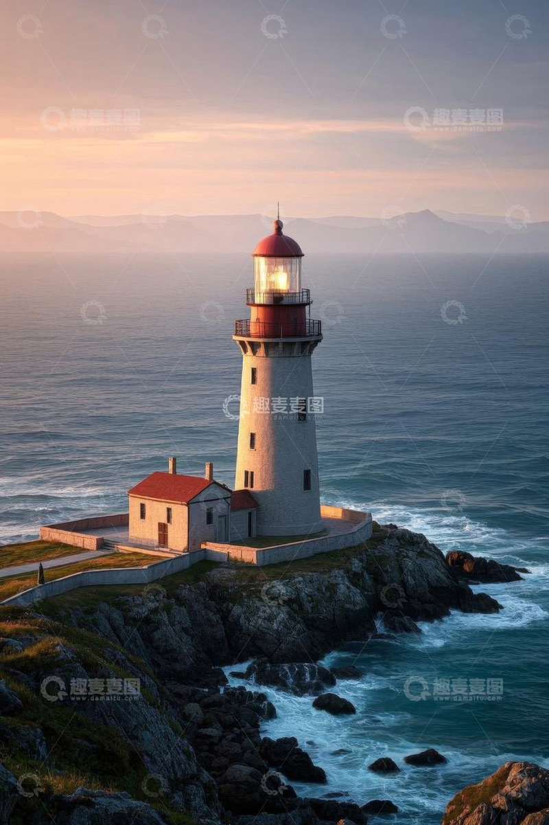 高清大图下载【趣麦麦图】海岸边的灯塔与海景