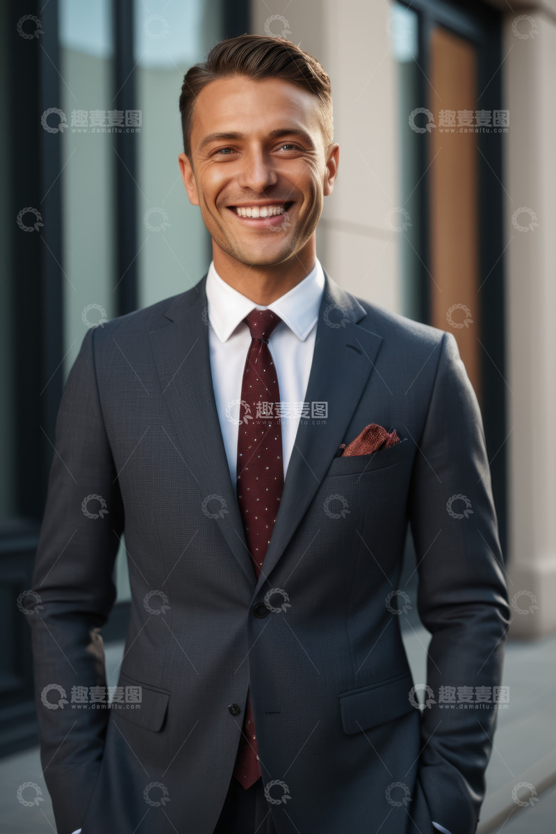 高清大图下载【趣麦麦图】身着西装微笑的商务男士