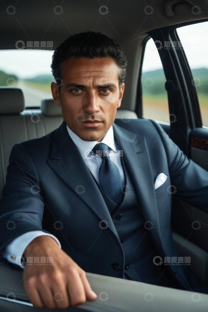 高清大图下载【趣麦麦图】商务男士坐于车内