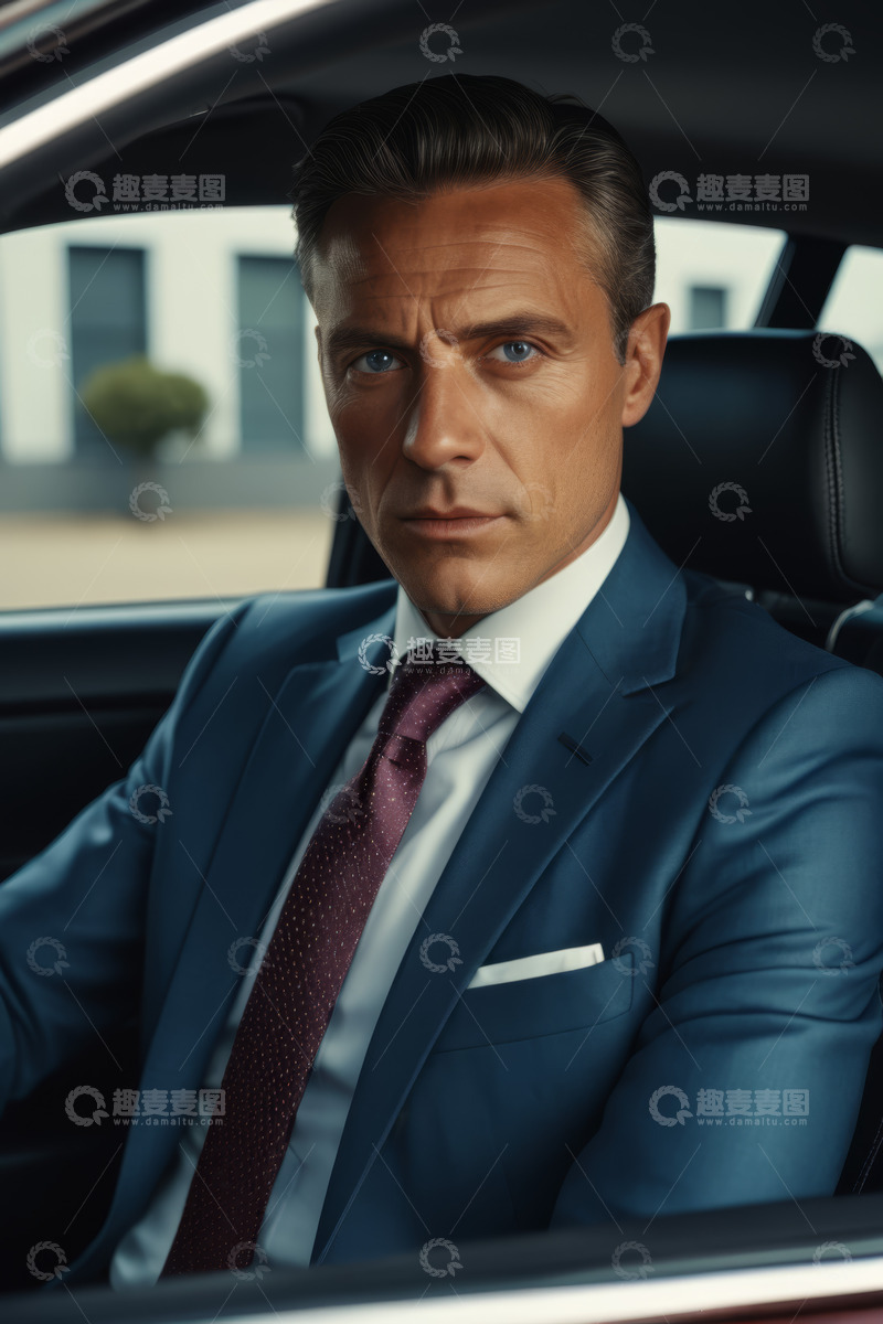 高清大图下载【趣麦麦图】车内商务男士肖像