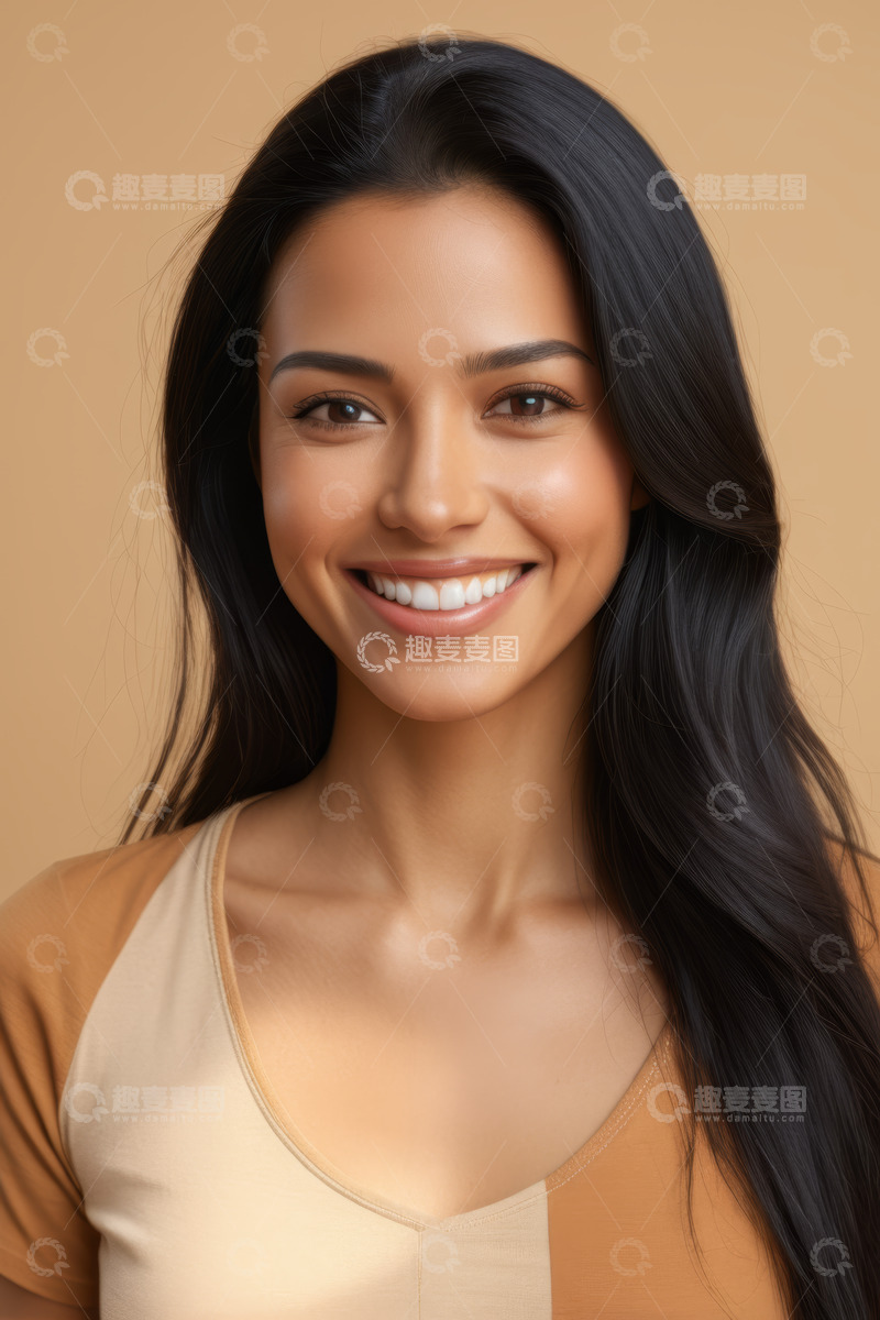 高清大图下载【趣麦麦图】微笑女人近景肖像