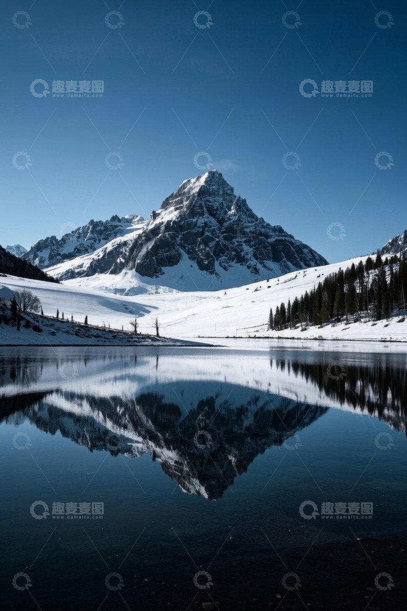 高清大图下载【趣麦麦图】雪山湖泊自然风景