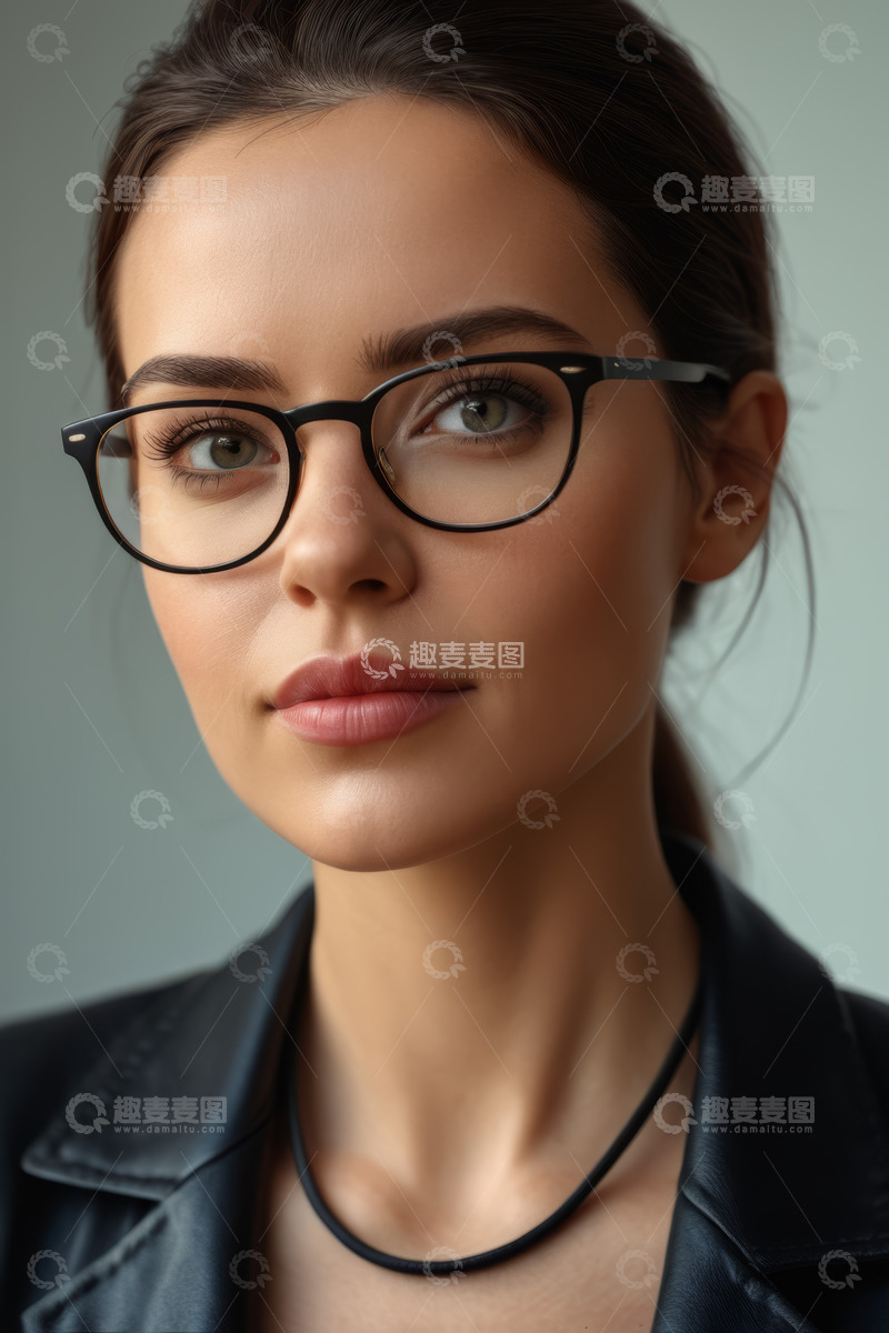 高清大图下载【趣麦麦图】戴眼镜的年轻女性肖像