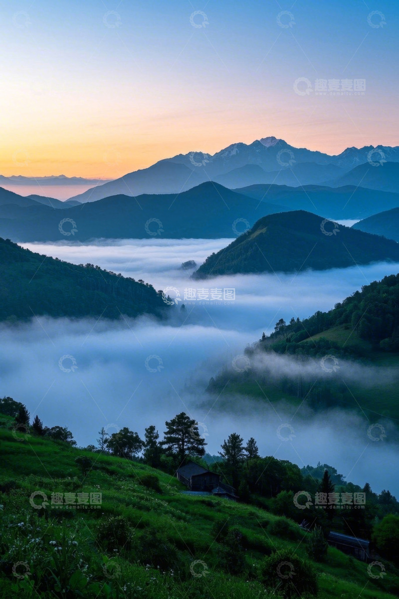 高清大图下载【趣麦麦图】山间云海日出自然风光