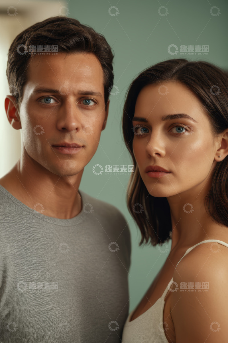 高清大图下载【趣麦麦图】室内男女肖像特写