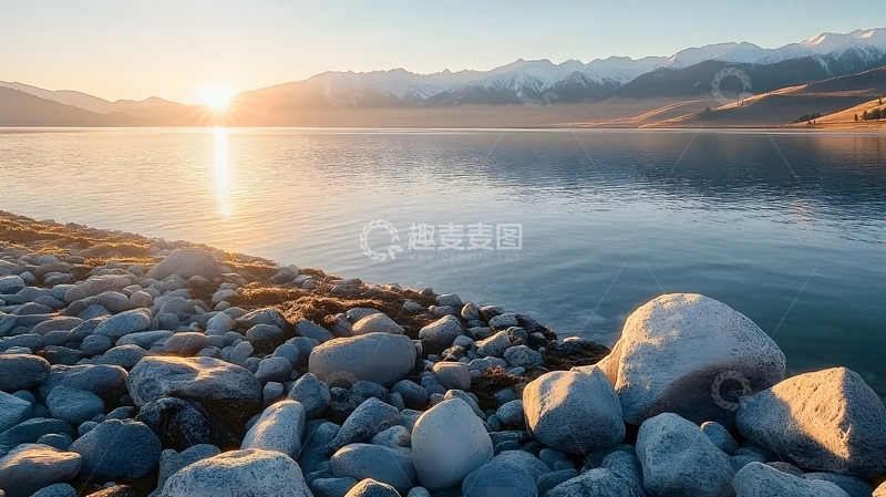 高清大图下载【趣麦麦图】湖畔晨曦自然风光摄影图