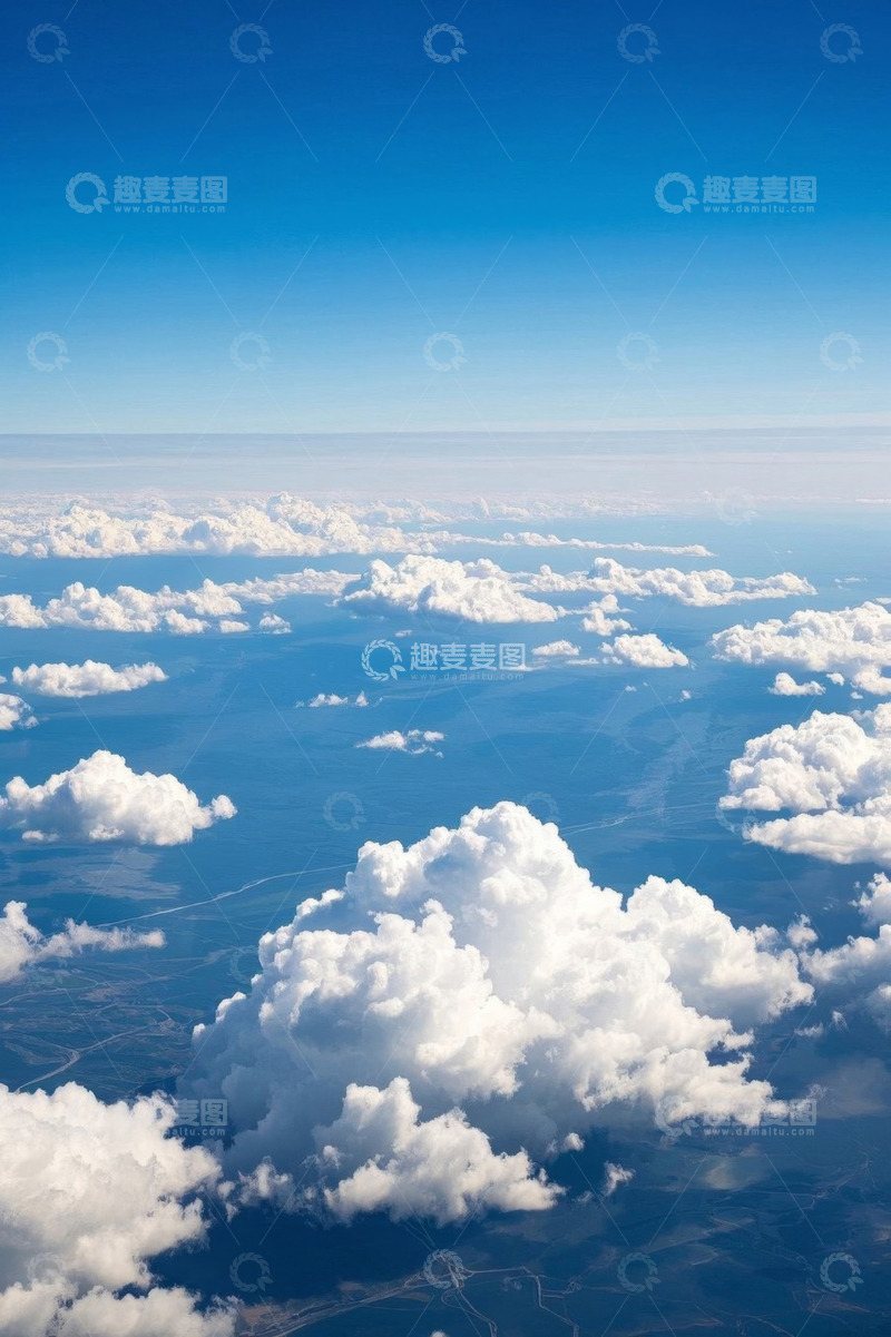 高清大图下载【趣麦麦图】高空俯瞰蓝天白云景象