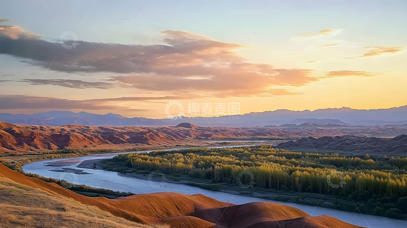 高清大图下载【趣麦麦图】黄昏河谷风光摄影