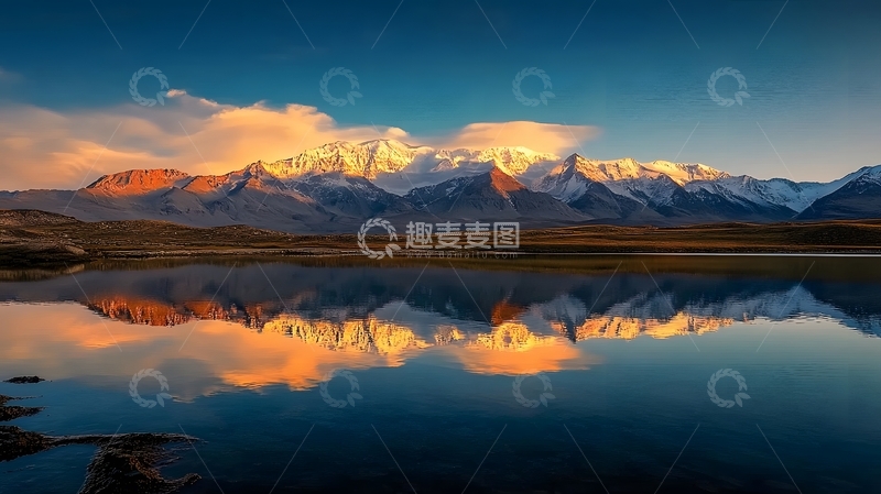 高清大图下载【趣麦麦图】雪山倒影风光摄影图