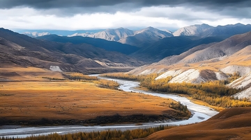金秋河谷风光摄影