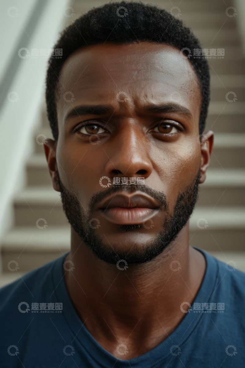 高清大图下载【趣麦麦图】非洲裔男子近景肖像