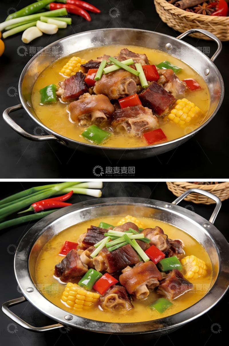高清大图下载【趣麦麦图】腊猪蹄火锅图片
