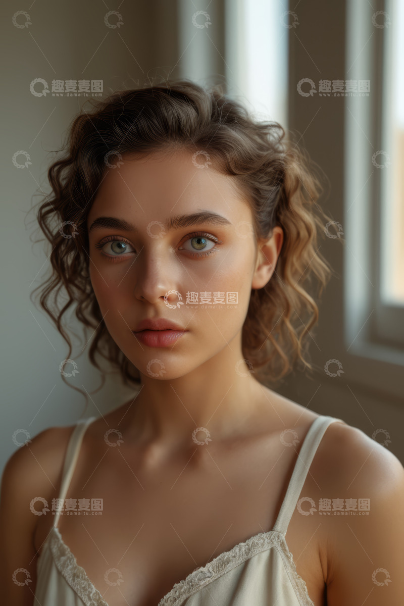 高清大图下载【趣麦麦图】年轻女孩室内肖像特写