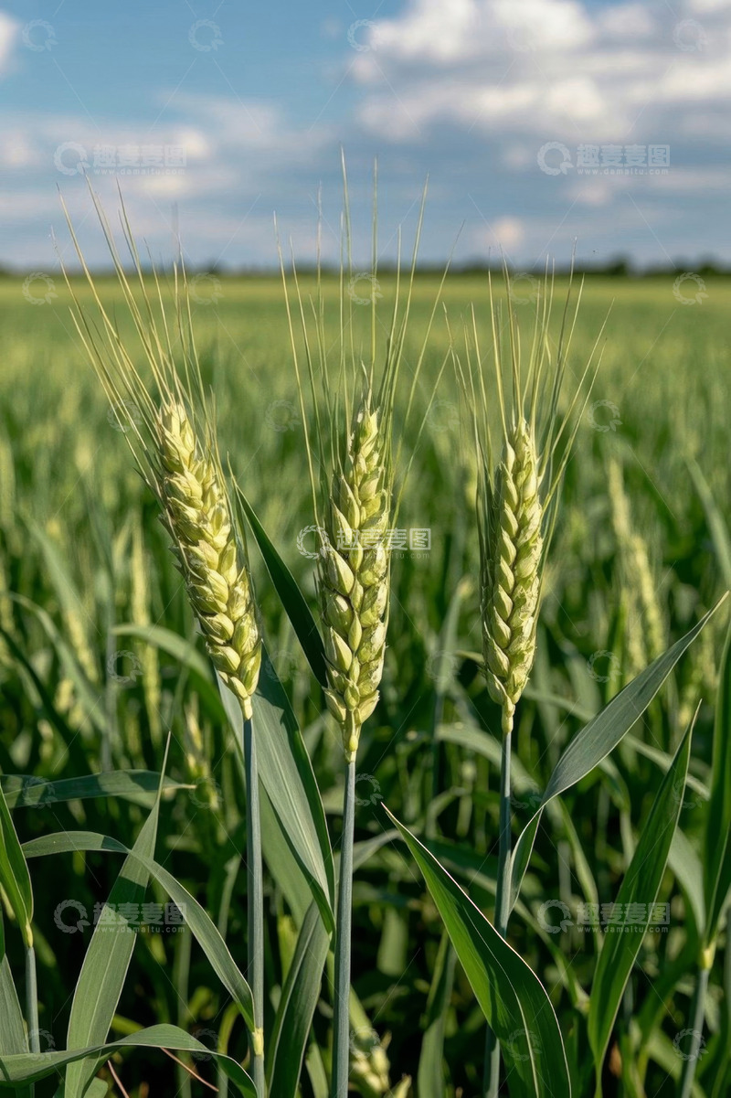 高清大图下载【趣麦麦图】麦田里生长的小麦特写
