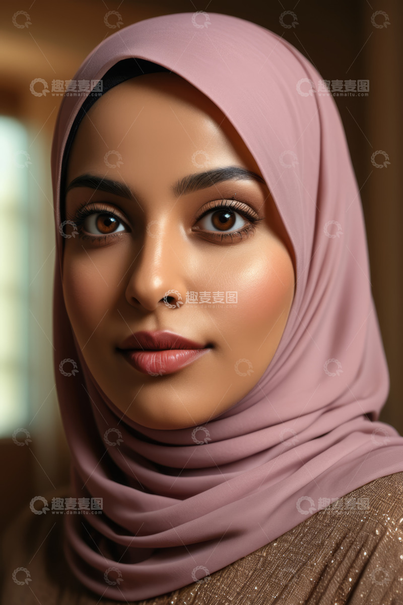 高清大图下载【趣麦麦图】戴头巾女性的特写肖像
