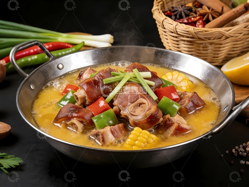 高清大图下载【趣麦麦图】腊味猪蹄火锅