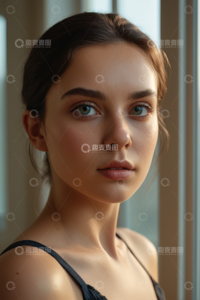 高清大图下载【趣麦麦图】年轻女子面部特写肖像