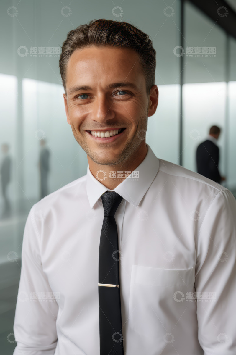 高清大图下载【趣麦麦图】商务男士办公室微笑肖像