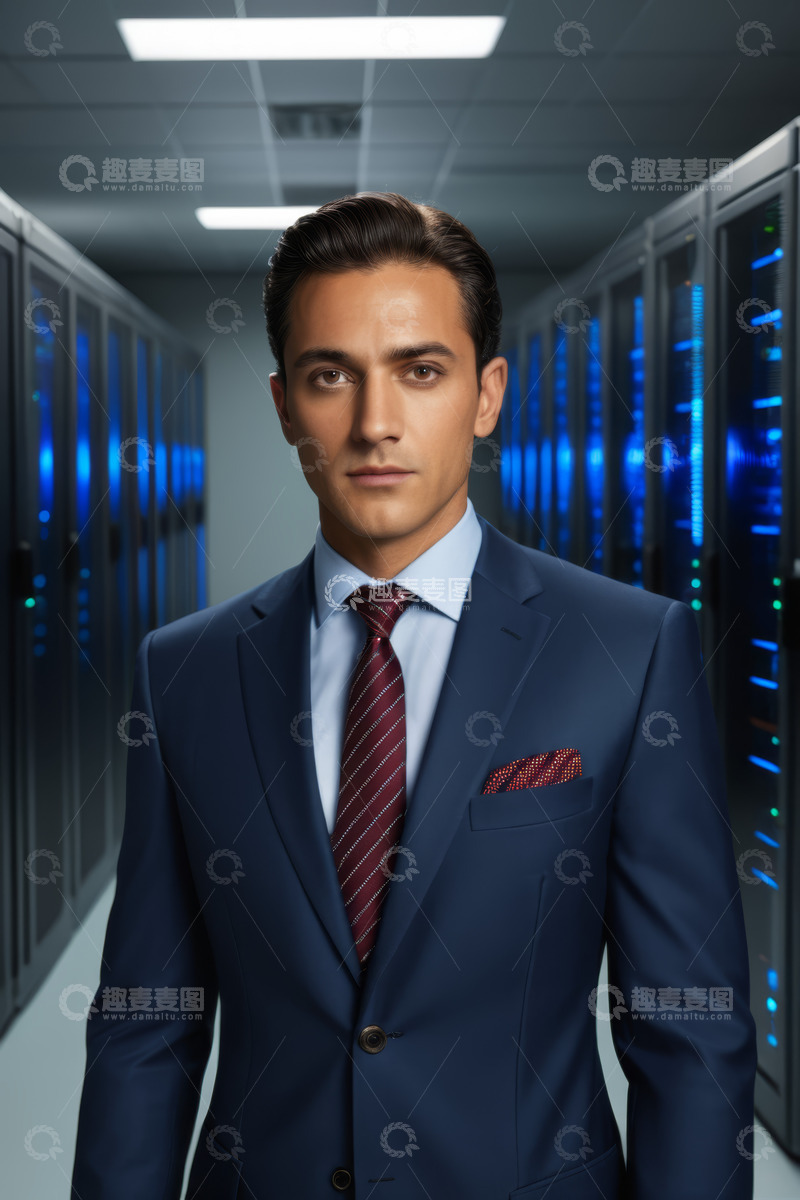 高清大图下载【趣麦麦图】数据中心内西装男子肖像