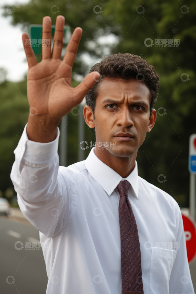 高清大图下载【趣麦麦图】商务男士做停止手势