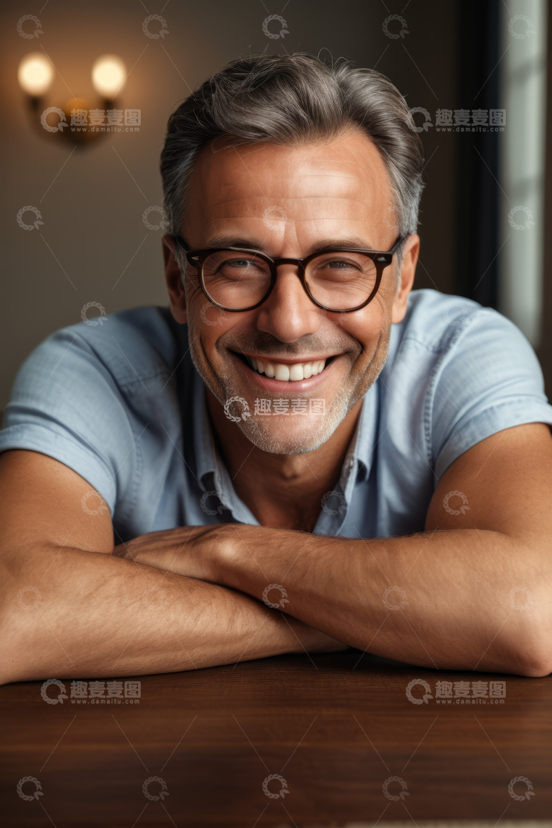 高清大图下载【趣麦麦图】微笑男士近景肖像