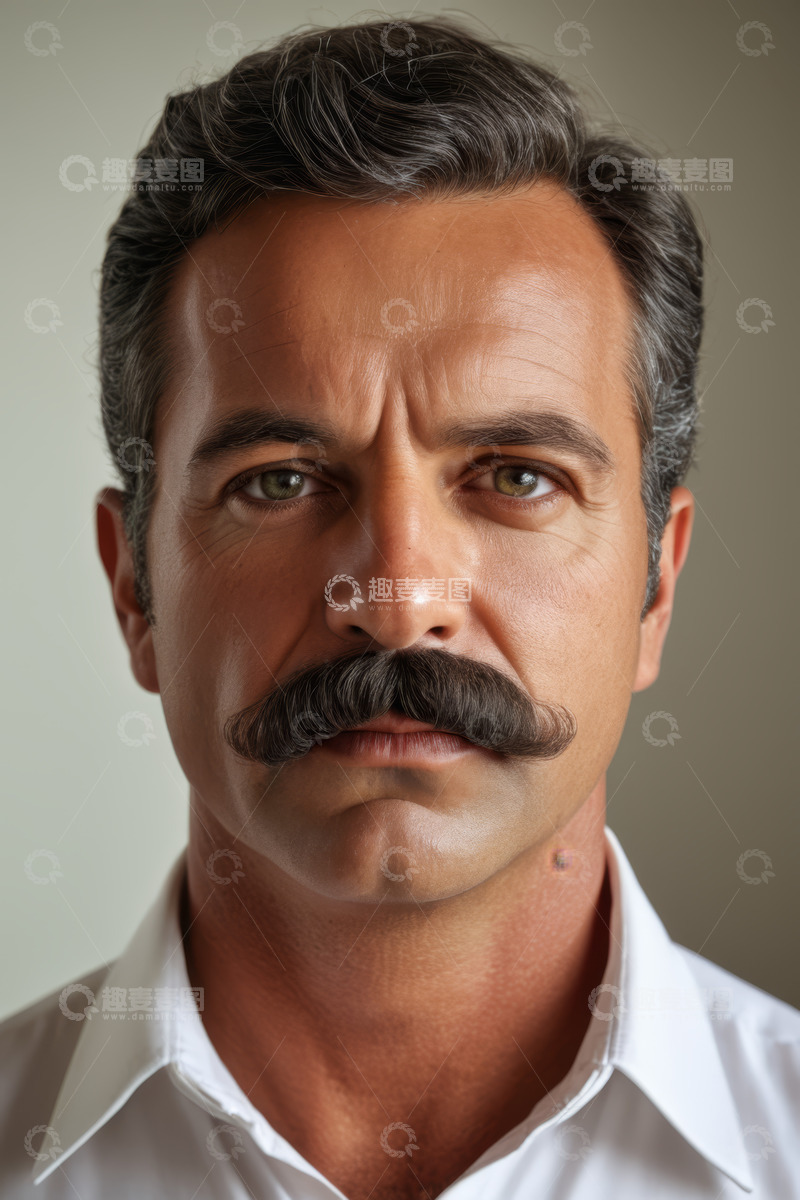 高清大图下载【趣麦麦图】中年男子白衬衫面部特写