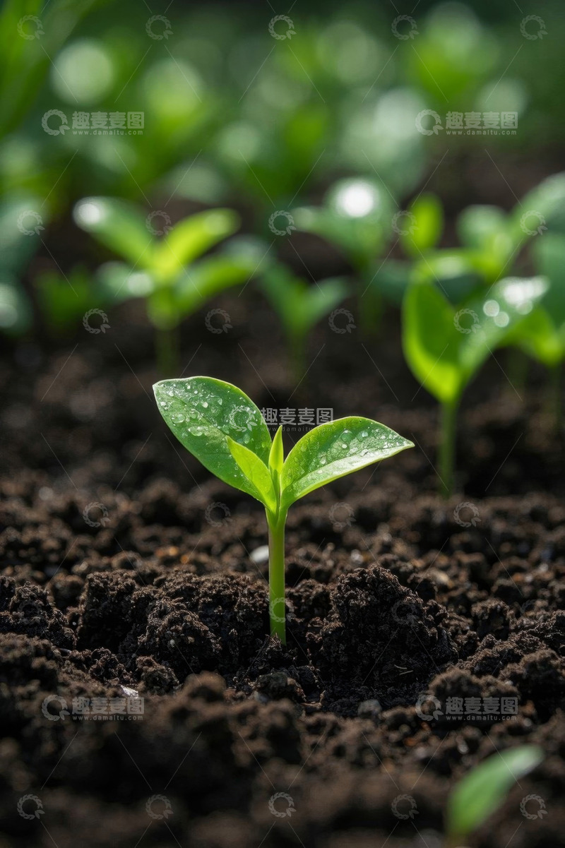 高清大图下载【趣麦麦图】土壤中生长的嫩绿植物