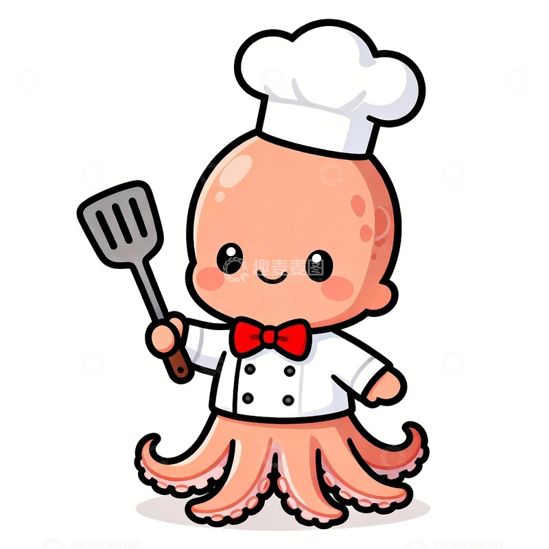 高清大图下载【趣麦麦图】一只鱿鱼卡通绘画