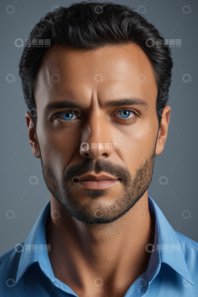 高清大图下载【趣麦麦图】蓝眼男士面部特写