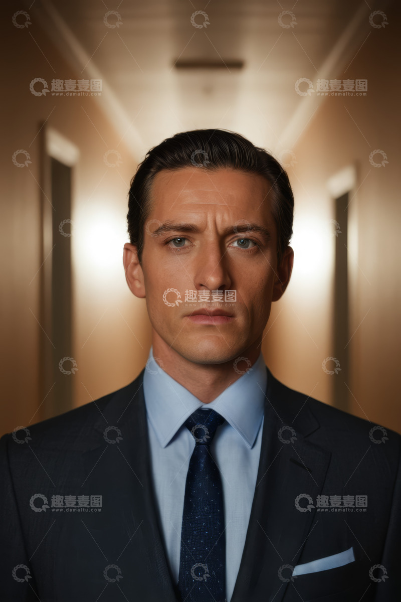高清大图下载【趣麦麦图】走廊中穿着西装的商务男性