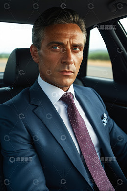 商务男士乘车特写