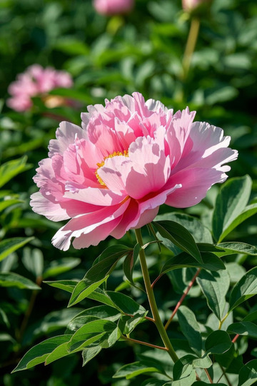 盛开的粉色牡丹花特写